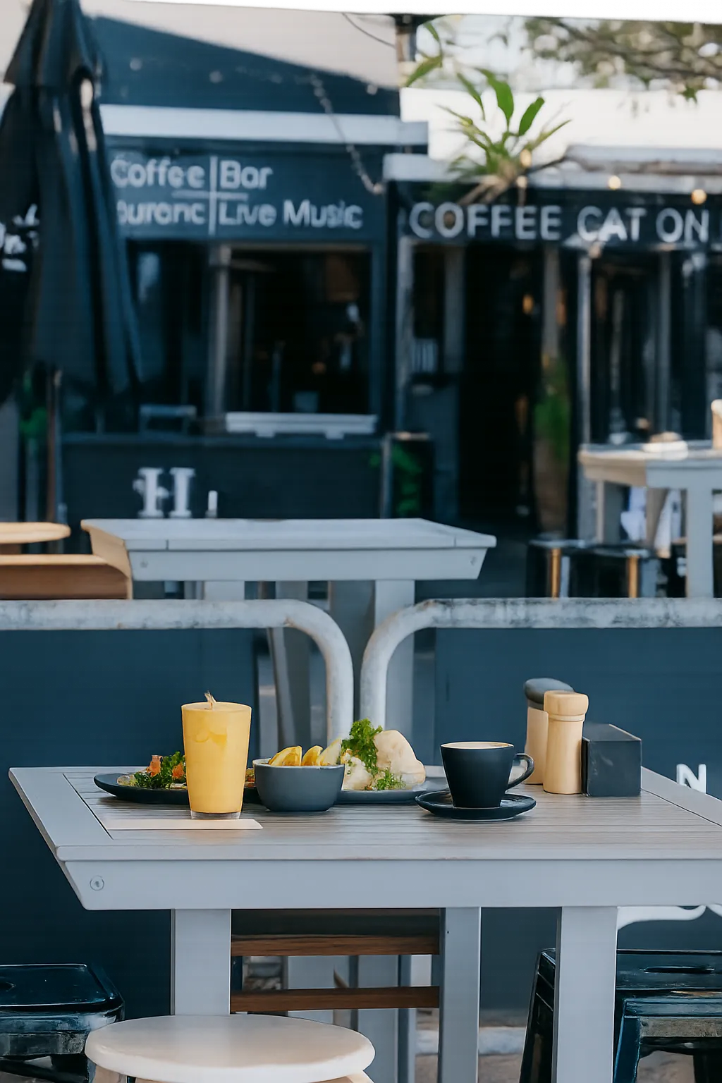Outdoor cafe setting near Kings Beach