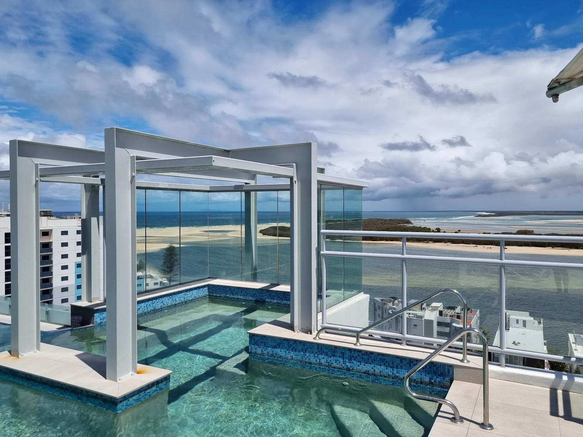Rooftop pool and lounge area