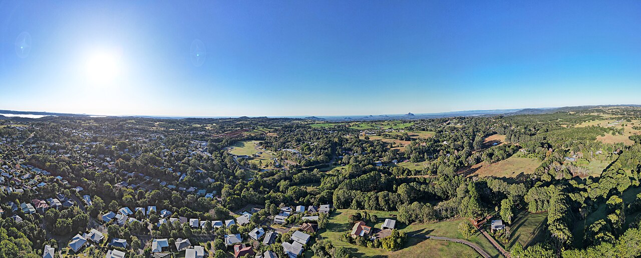 Aerial view of Maleny and Sunshine Coast hinterland - Maleny day trip from Caloundra